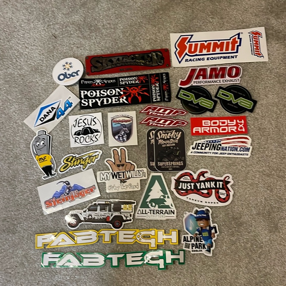 Jeep advertising stickers